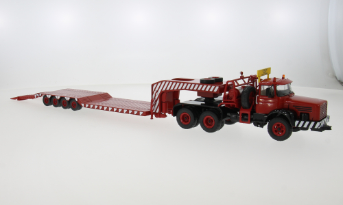 Berliet TB 015 M3 6x4 met dieplader 1967 Rood - 1:43